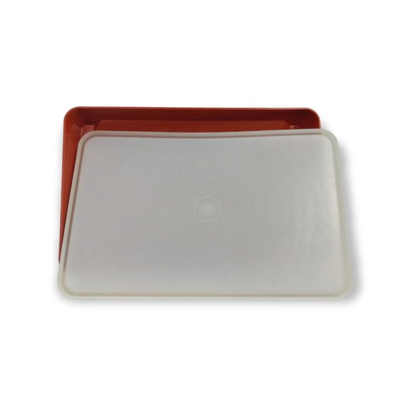 Tupperware Paprika Red Microwave Bacon Sheet / Marinade Container (Flat) 10 x 6 - Picture 2 of 4